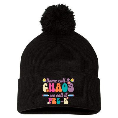 Some Call It Chaos We Call It Pre K Pom Pom 12in Knit Beanie