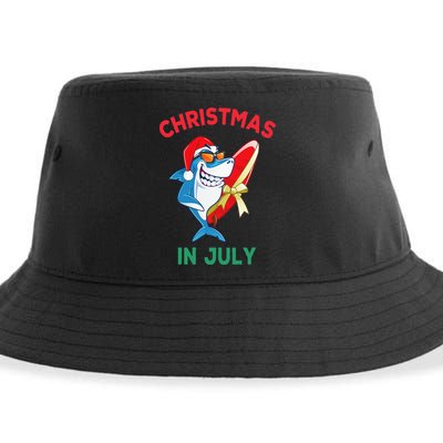 Shark Christmas In July Summer Vacation Beach Sustainable Bucket Hat