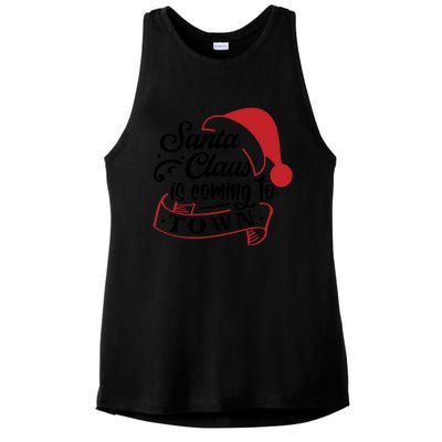 Santa Claus Is Coming To Town Santa Hat Design Gift Ladies PosiCharge Tri-Blend Wicking Tank