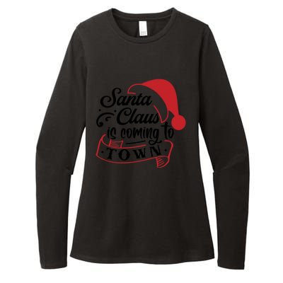 Santa Claus Is Coming To Town Santa Hat Design Gift Womens CVC Long Sleeve Shirt