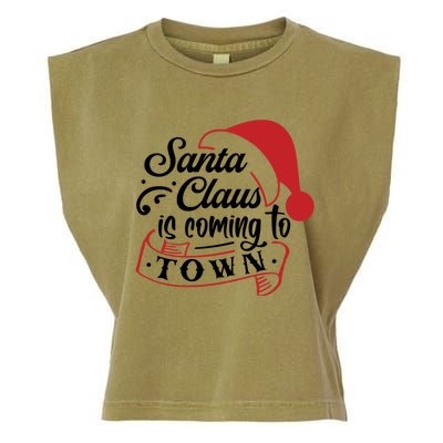 Santa Claus Is Coming To Town Santa Hat Design Gift Garment-Dyed Women's Muscle Tee