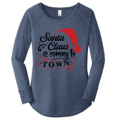 Santa Claus Is Coming To Town Santa Hat Design Gift Women's Perfect Tri Tunic Long Sleeve Shirt