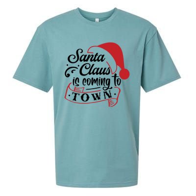 Santa Claus Is Coming To Town Santa Hat Design Gift Sueded Cloud Jersey T-Shirt