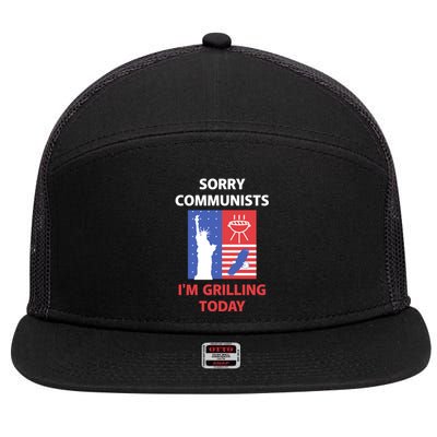 Sorry Communists Im Grilling Today 7 Panel Mesh Trucker Snapback Hat