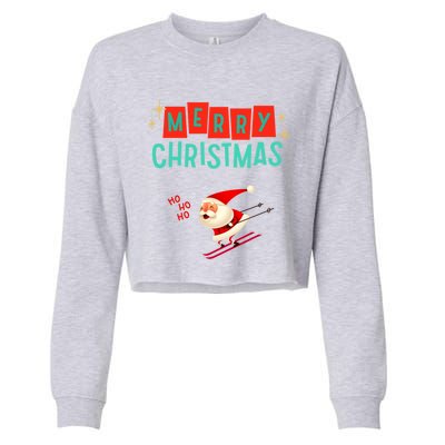 Santa Claus Is Coming Merry Christmas Cute Gift Cropped Pullover Crew