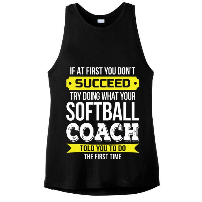 Softball Coach If At First You Dont Succeed Funny Ladies PosiCharge Tri-Blend Wicking Tank