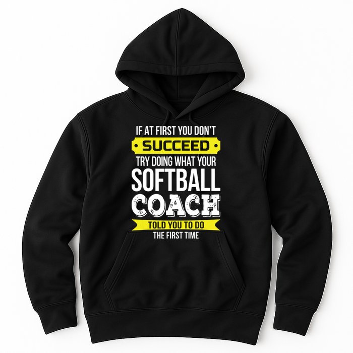 Softball Coach If At First You Dont Succeed Funny Hoodie