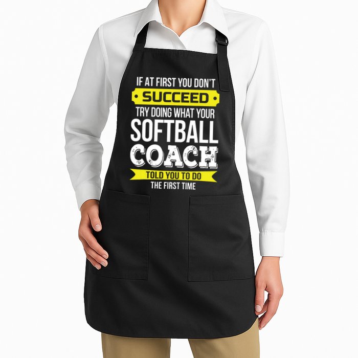 Softball Coach If At First You Dont Succeed Funny Apron