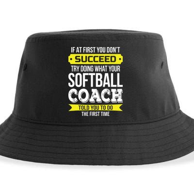 Softball Coach If At First You Dont Succeed Funny Sustainable Bucket Hat