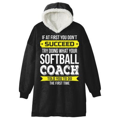 Softball Coach If At First You Dont Succeed Funny Hooded Wearable Blanket