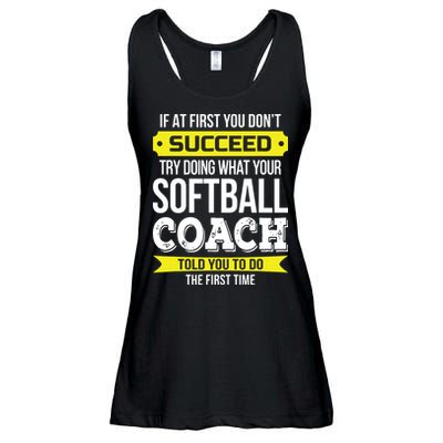 Softball Coach If At First You Dont Succeed Funny Ladies Essential Flowy Tank
