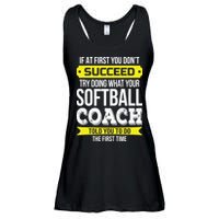 Softball Coach If At First You Dont Succeed Funny Ladies Essential Flowy Tank