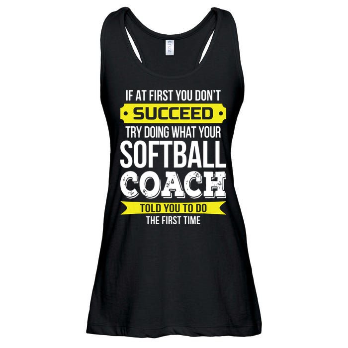 Softball Coach If At First You Dont Succeed Funny Ladies Essential Flowy Tank