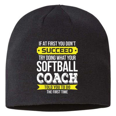 Softball Coach If At First You Dont Succeed Funny Sustainable Beanie