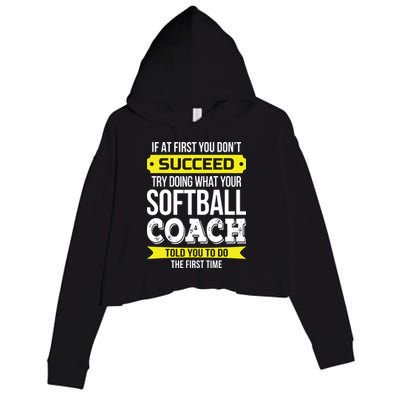 Softball Coach If At First You Dont Succeed Funny Crop Fleece Hoodie