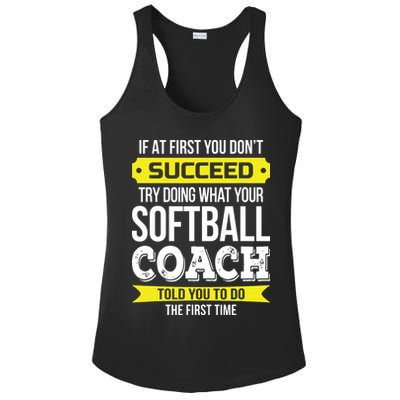 Softball Coach If At First You Dont Succeed Funny Ladies PosiCharge Competitor Racerback Tank