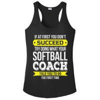 Softball Coach If At First You Dont Succeed Funny Ladies PosiCharge Competitor Racerback Tank