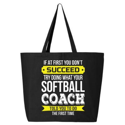 Softball Coach If At First You Dont Succeed Funny 25L Jumbo Tote
