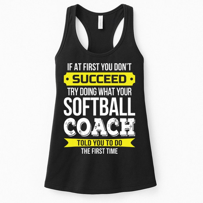 Softball Coach If At First You Dont Succeed Funny Womens Tank Top