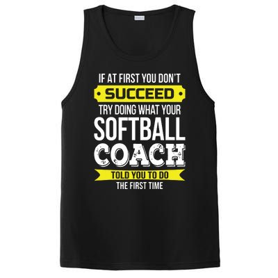 Softball Coach If At First You Dont Succeed Funny PosiCharge Competitor Tank