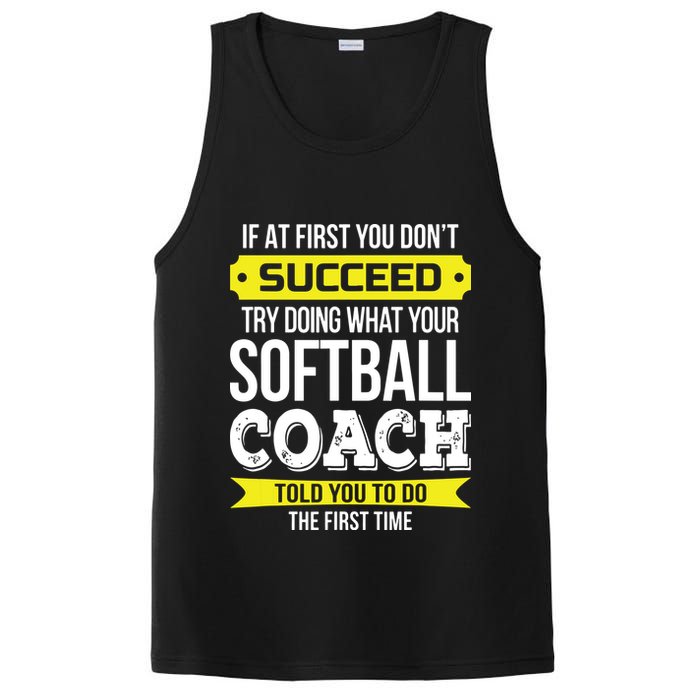 Softball Coach If At First You Dont Succeed Funny PosiCharge Competitor Tank