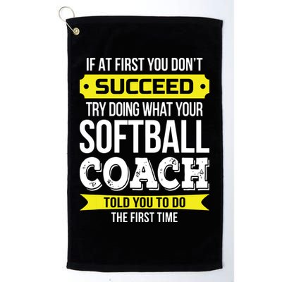 Softball Coach If At First You Dont Succeed Funny Golf Towel
