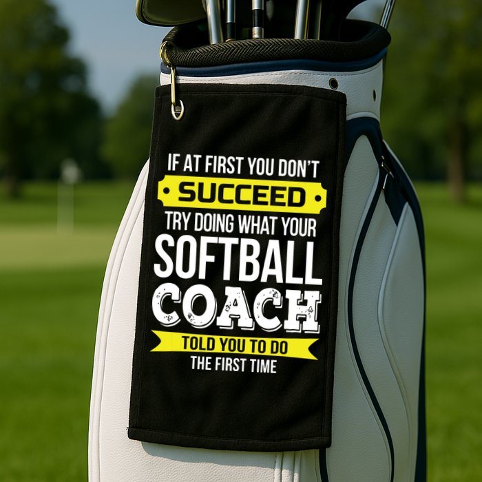 Softball Coach If At First You Dont Succeed Funny Golf Towel