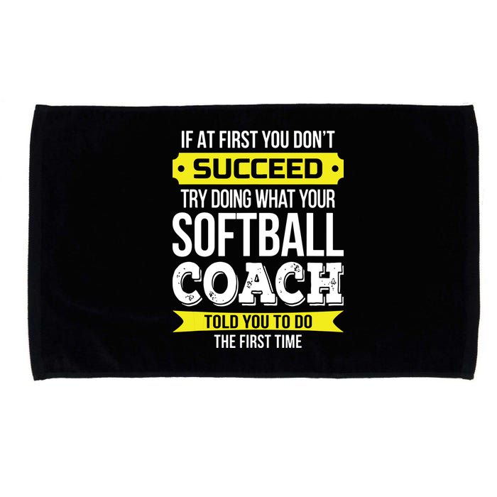 Softball Coach If At First You Dont Succeed Funny Microfiber Hand Towel