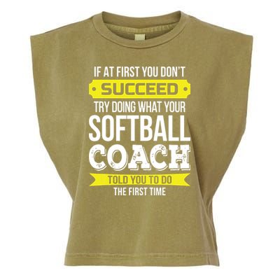 Softball Coach If At First You Dont Succeed Funny Garment-Dyed Women's Muscle Tee