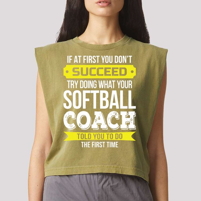 Softball Coach If At First You Dont Succeed Funny Garment-Dyed Women's Muscle Tee
