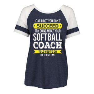 Softball Coach If At First You Dont Succeed Funny Enza Ladies Jersey Colorblock Tee