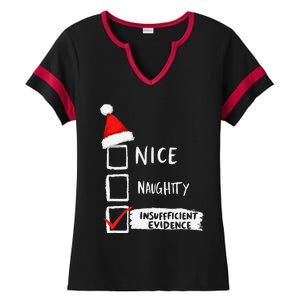 Santa Checklist Insufficient Evidence Christmas Fun Ladies Halftime Notch Neck Tee