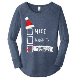 Santa Checklist Insufficient Evidence Christmas Fun Women's Perfect Tri Tunic Long Sleeve Shirt