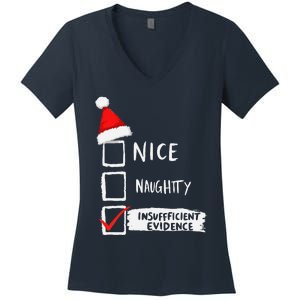 Santa Checklist Insufficient Evidence Christmas Fun Women's V-Neck T-Shirt