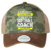 Softball Coach If At First You Dont Succeed Funny Legacy Tie Dye Trucker Hat