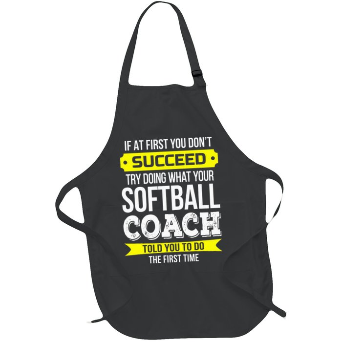 Softball Coach If At First You Dont Succeed Funny Apron