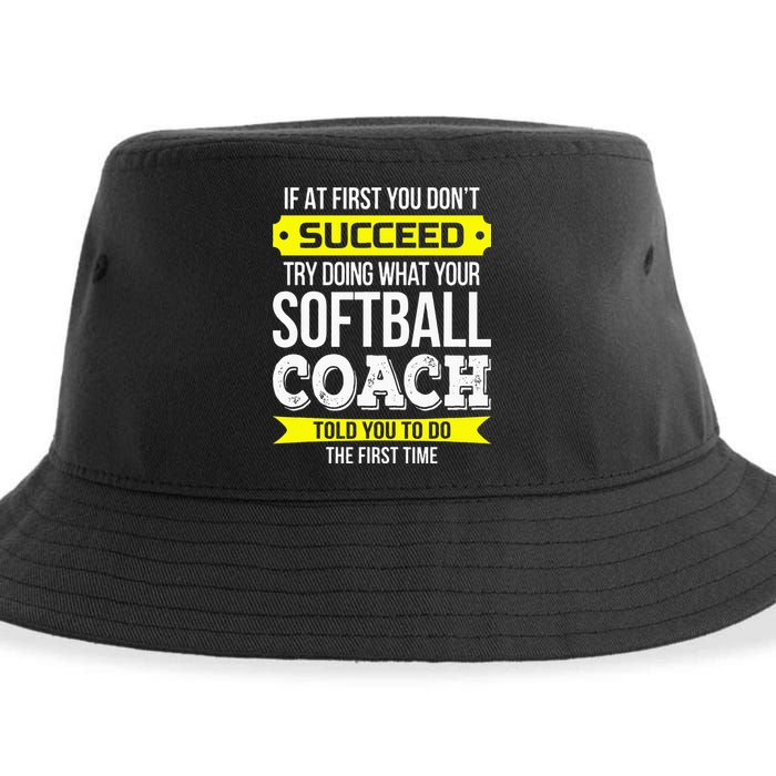 Softball Coach If At First You Dont Succeed Funny Sustainable Bucket Hat
