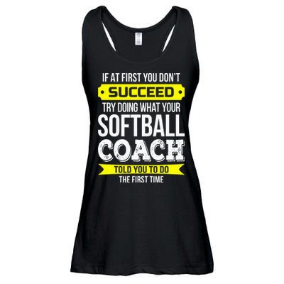 Softball Coach If At First You Dont Succeed Funny Ladies Essential Flowy Tank