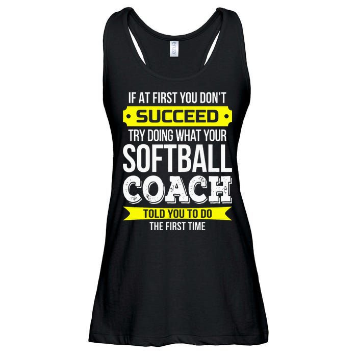 Softball Coach If At First You Dont Succeed Funny Ladies Essential Flowy Tank