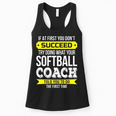Softball Coach If At First You Dont Succeed Funny Womens Tank Top