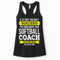 Softball Coach If At First You Dont Succeed Funny Womens Tank Top
