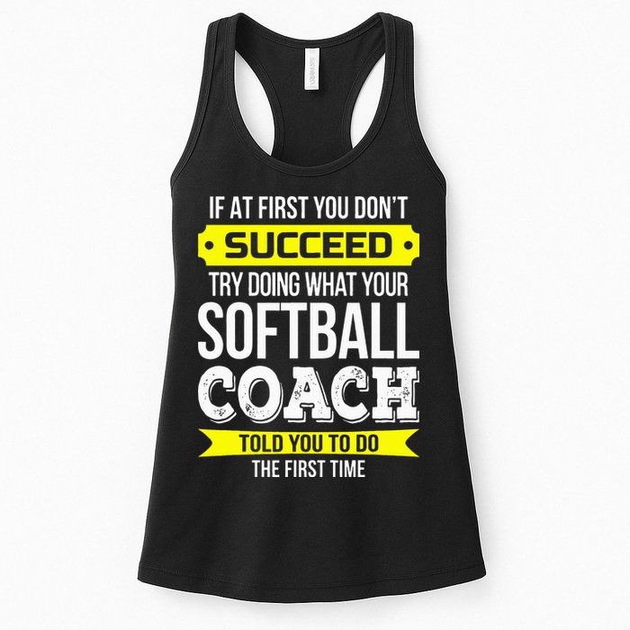 Softball Coach If At First You Dont Succeed Funny Womens Tank Top