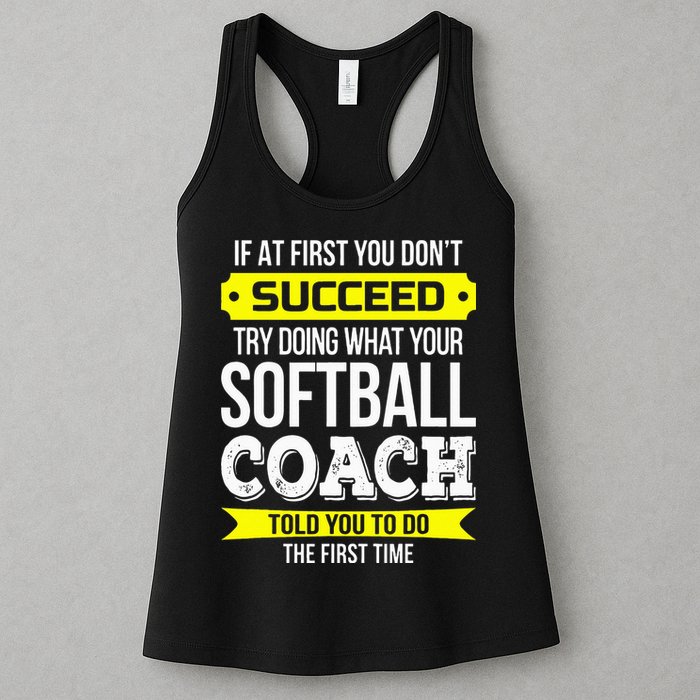 Softball Coach If At First You Dont Succeed Funny Womens Tank Top