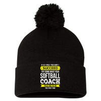 Softball Coach If At First You Dont Succeed Funny Pom Pom 12in Knit Beanie