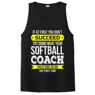 Softball Coach If At First You Dont Succeed Funny PosiCharge Competitor Tank
