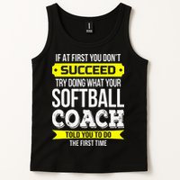 Softball Coach If At First You Dont Succeed Funny Tank Top