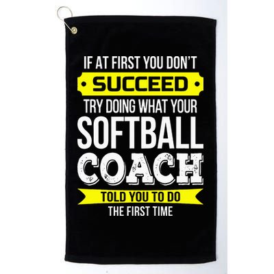 Softball Coach If At First You Dont Succeed Funny Golf Towel
