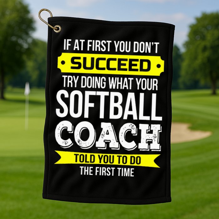 Softball Coach If At First You Dont Succeed Funny Golf Towel