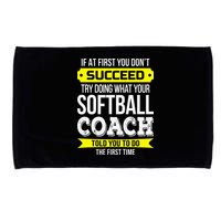 Softball Coach If At First You Dont Succeed Funny Microfiber Hand Towel