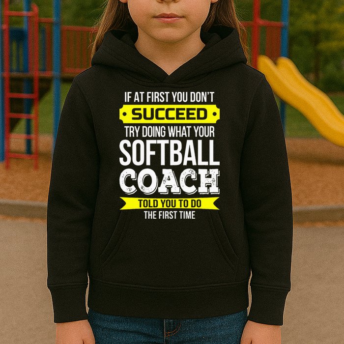 Softball Coach If At First You Dont Succeed Funny Kids Hoodie